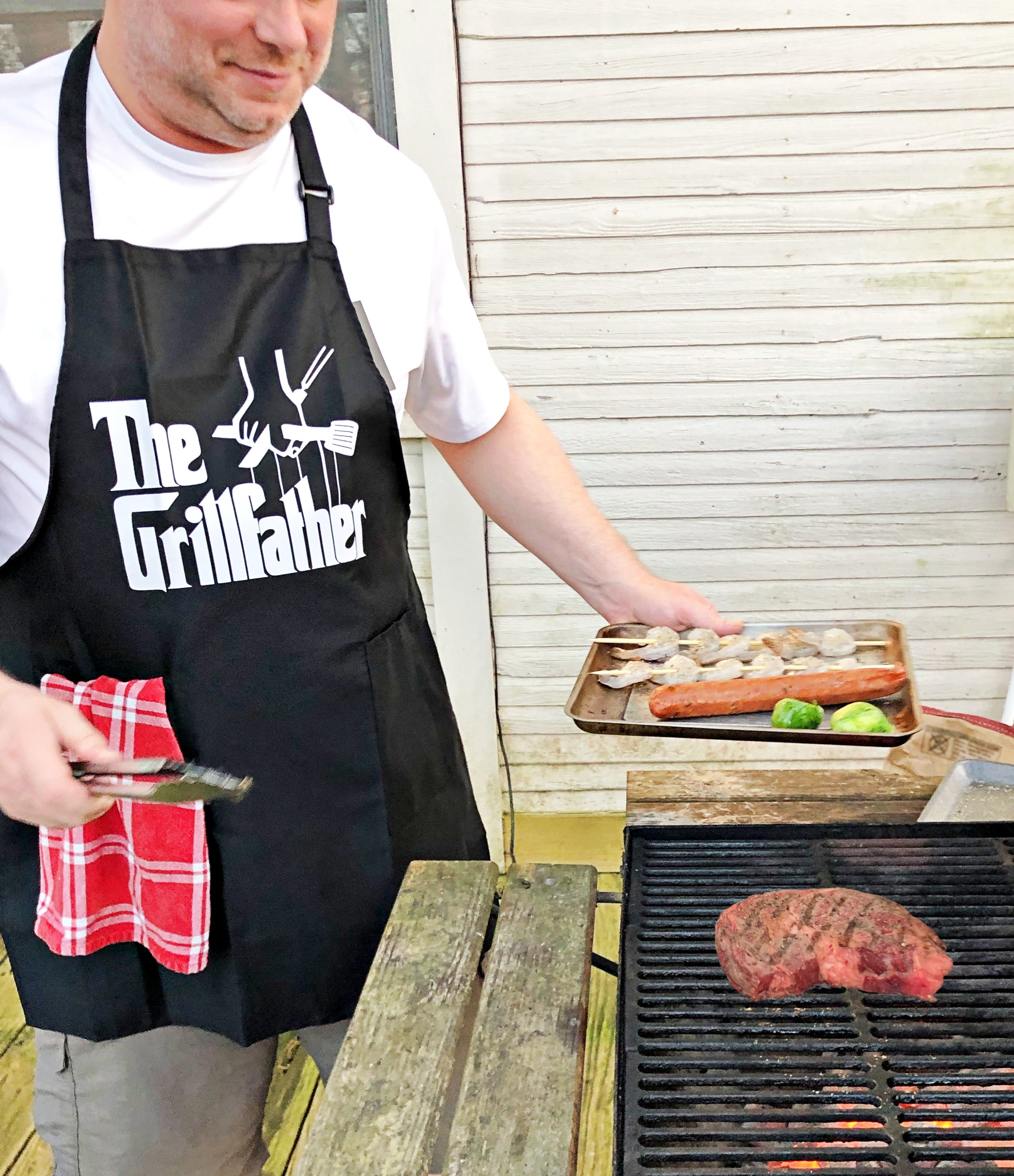 Funny Father Day Grill Gift BBQ Grilling Apron for Men With 